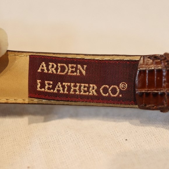 Arden Leather Lizard Embossed Calfskin Belt Brown, Silver hardware size Large - Picture 5 of 16